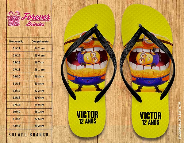 Chinelo Personalizado Aniversário Meu Malvado Favorito Minions