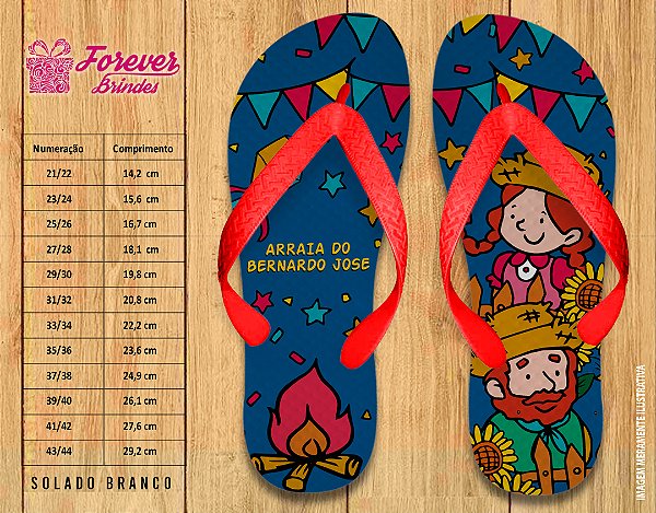 Chinelo Personalizado Aniversário arraia festa junina