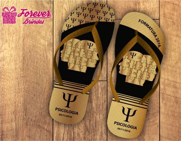 Chinelo Formatura Psicologia Dourado