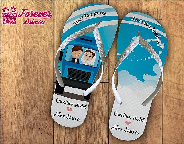 chinelo carro noivos personalizados