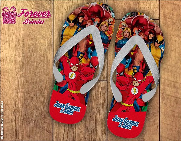 Chinelo Aniversário Infantil Heróis Marvel Flash