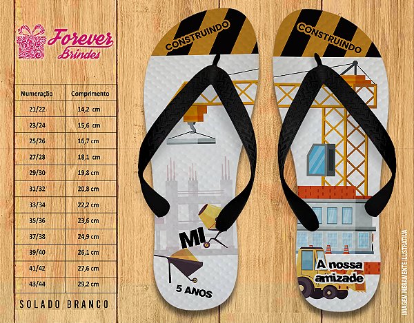 Chinelo Personalizado Aniversário Construção
