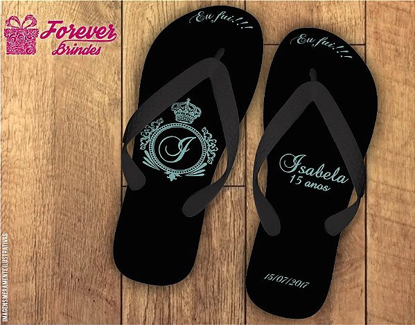 Chinelo debutante preto com verde agua