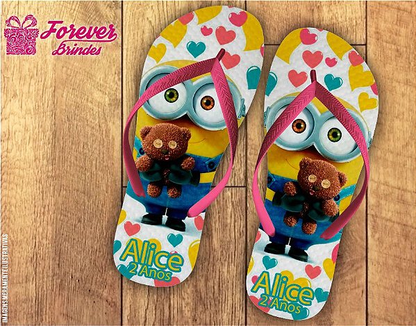 Chinelo Aniversário Minions e Seu Ursinho