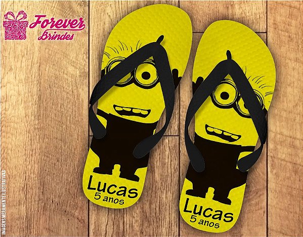 Chinelo Aniversário Minions Amarelo e Preto