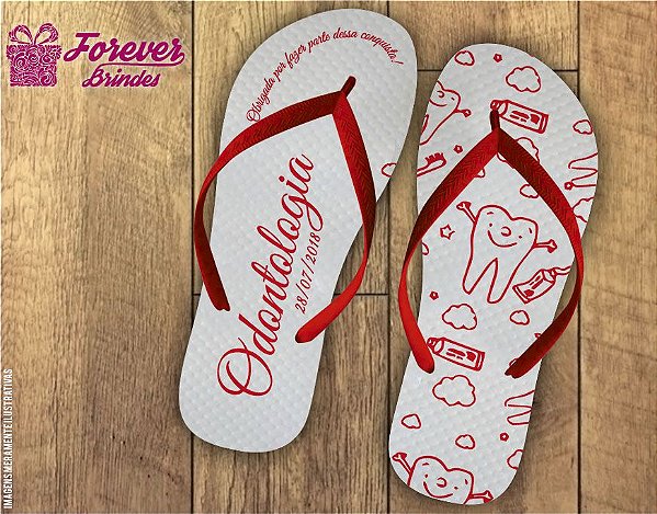 chinelo formatura odontologia vermelho e branco