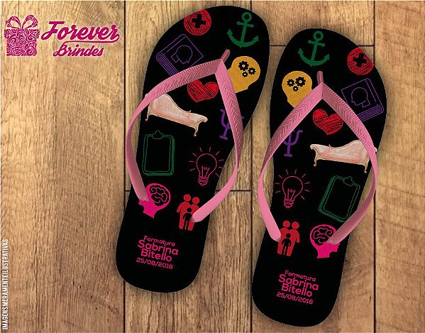 Chinelo Personalizado Psicologia Preto