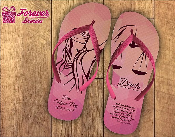 Chinelo formatura direito deusa Têmis cor de rosa