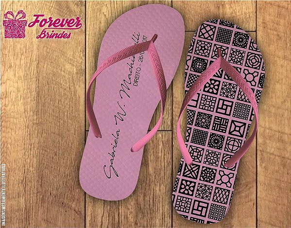 Chinelo Formatura direito arabesco rosa bebe com preto