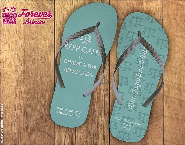 Chinelo formatura direito keep calm verde com cinza