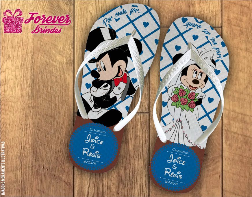 Chinelo De Casamento Amor Mickey e Minnie