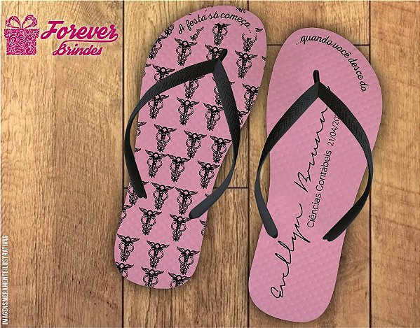 Chinelo Formatura Ciências Contábeis em rosa com preto