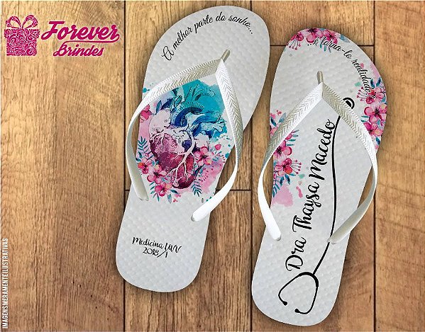 Chinelo Personalizado Formatura Medicina Com Flores