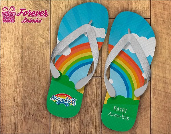 Chinelo Personalizado de arco-iris para escola