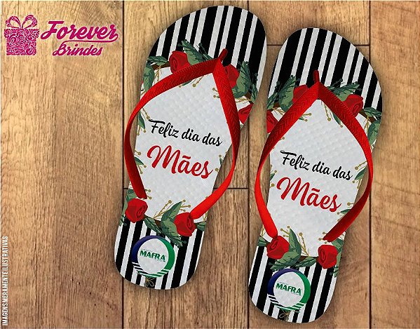 Chinelo Dia Das Mães Rosas e listras