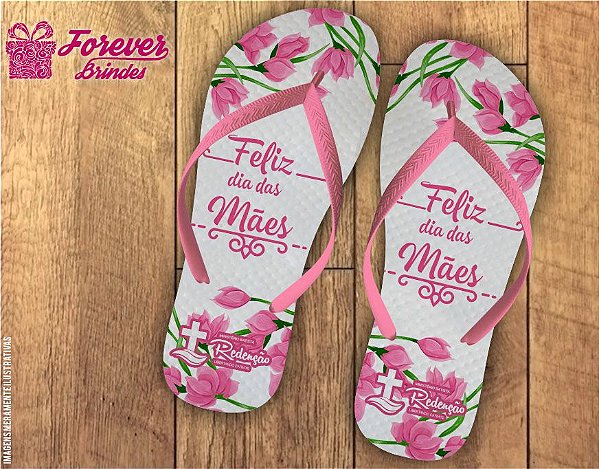 Chinelo Dia Das Mães com lindas tulipas