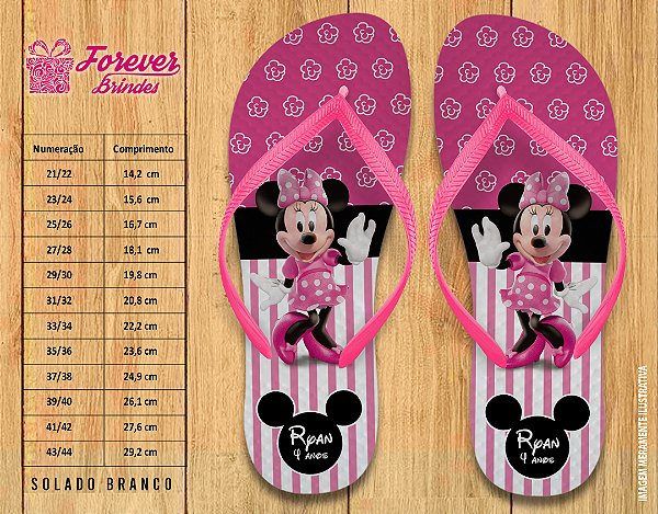 Chinelo Personalizado Aniversário minnie