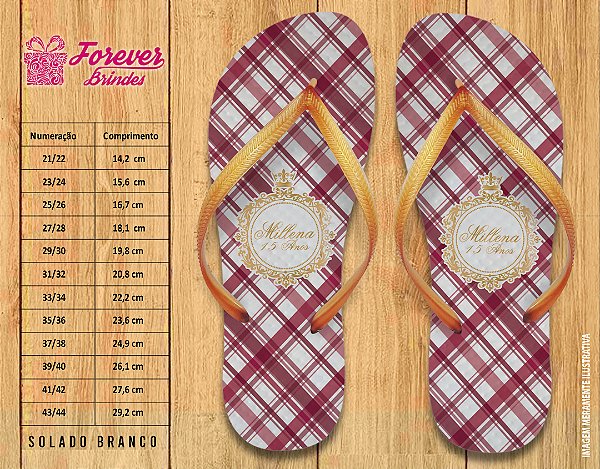Chinelo Personalizado Aniversário 15 anos Debutante