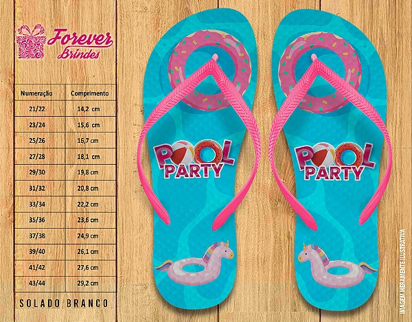 Chinelo Personalizado Aniversário Pool Party