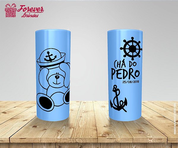 Copo Long Drink Chá De Bebê Urso Marinheiro