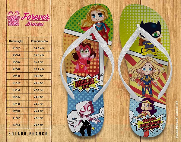 Chinelo Personalizado Aniversário Heróis
