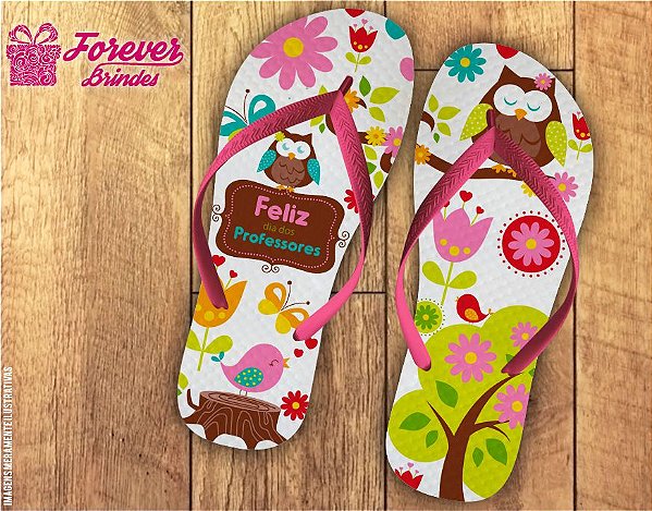 Chinelo Personalizado Dia Dos Professores Floral