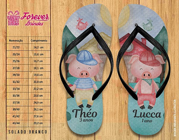 Chinelo Personalizado Aniversário Três Porquinhos