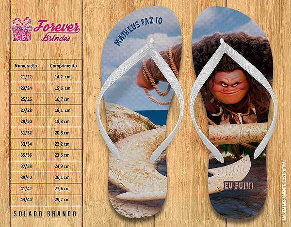 Chinelo Personalizado Aniversário Moana