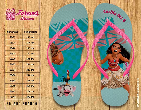 Chinelo Personalizado Aniversário Moana