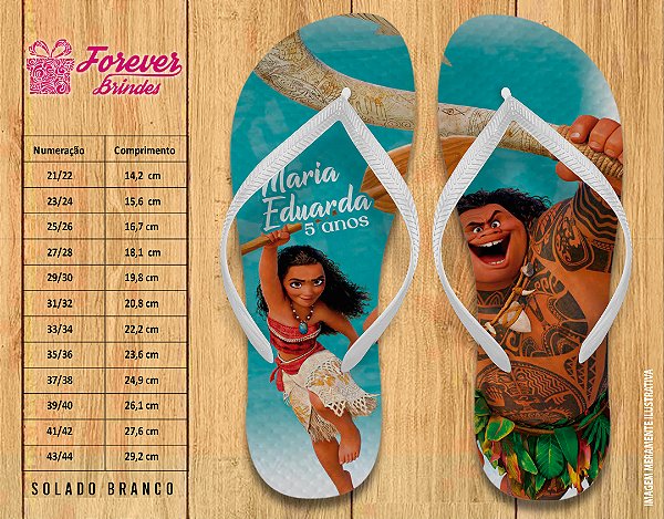 Chinelo Personalizado Aniversário Moana