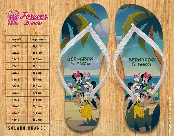 Chinelo Personalizado Aniversário Pool Party Mickey