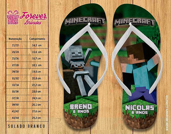 Chinelo Personalizado Aniversário minecraft