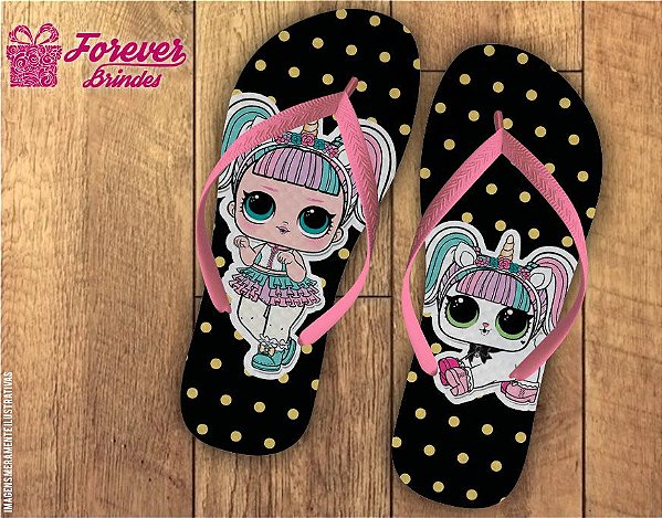 Chinelo Aniversário Personalizados Bonecas Lol