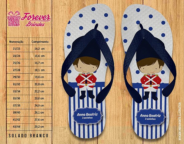 Chinelo Personalizado Aniversário Soldadinho de chumbo