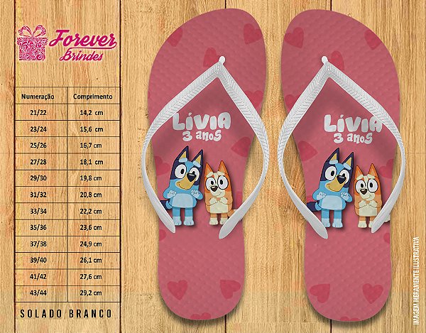 Chinelo Personalizado Aniversário BLUEY