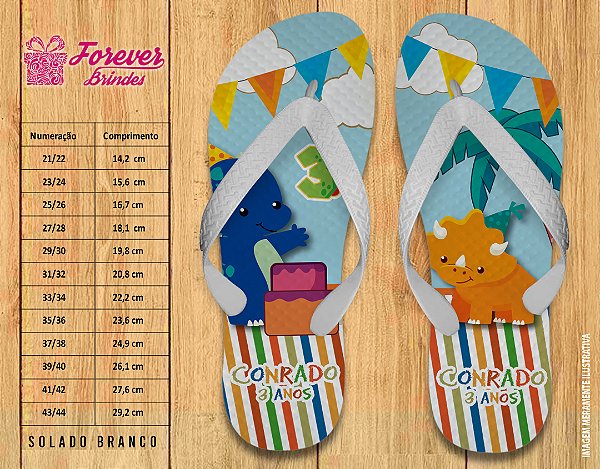 Chinelo Personalizado Aniversário Dinossauros