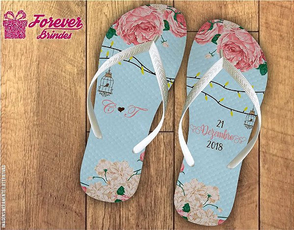 Chinelo De Casamento Personalizado Com Flores