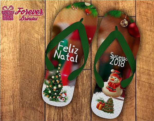 Chinelo Personalizado De Natal Boneco De Neve