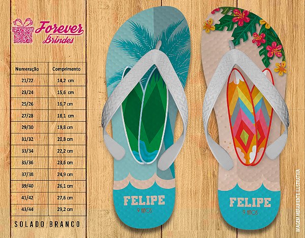 Chinelo Personalizado Aniversário hawaii praia