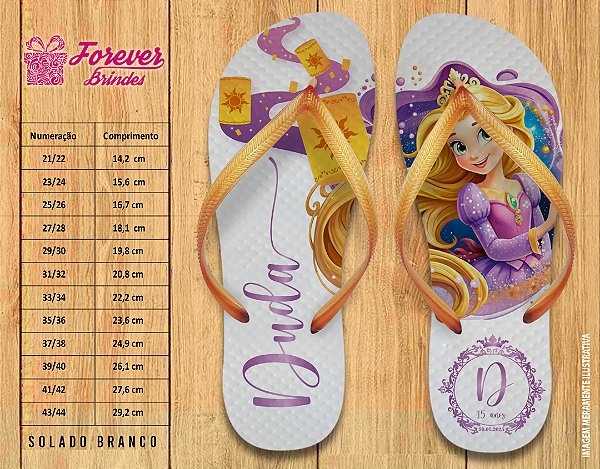 Chinelo Personalizado Aniversário enrolados rapunzel