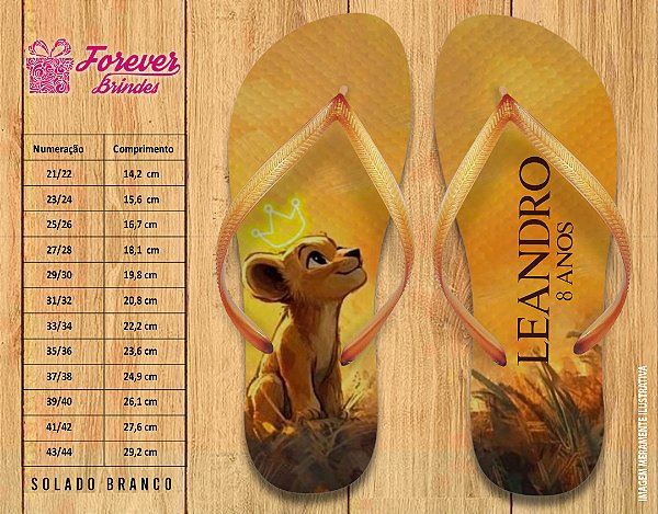 Chinelo Personalizado Aniversário REI LEÃO