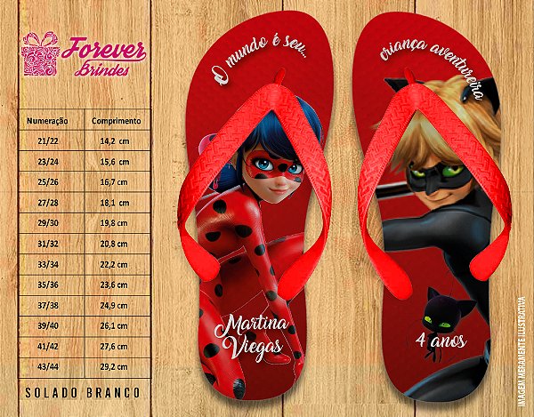 Chinelo Personalizado Aniversário LADY BUG