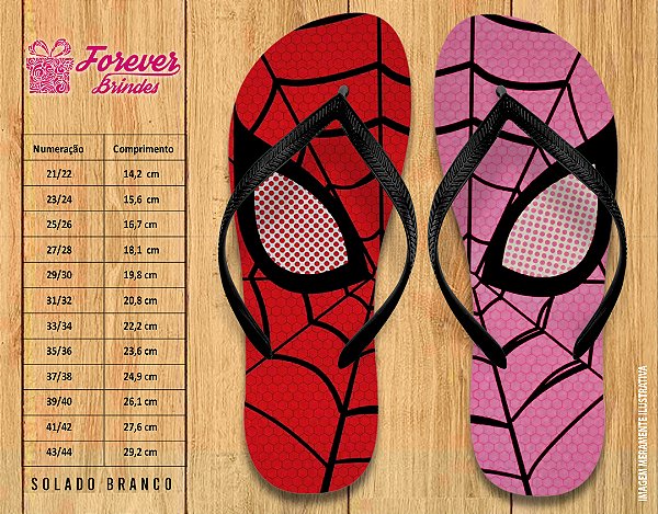Chinelo Personalizado Aniversário Homem aranha Marvel