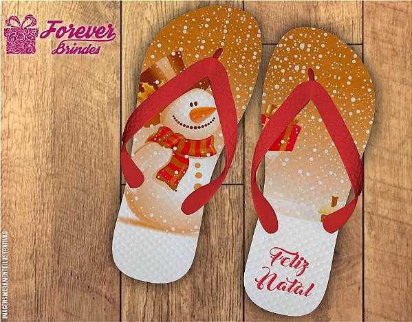 Chinelo De Natal Boneco De Neve