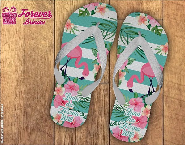 Chinelo Personalizado Festa Tropical Flamingo