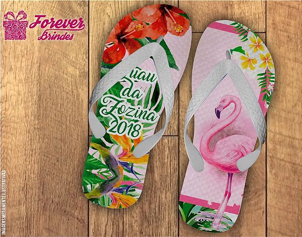 Chinelo Personalizado Festa Tropical Flamingo