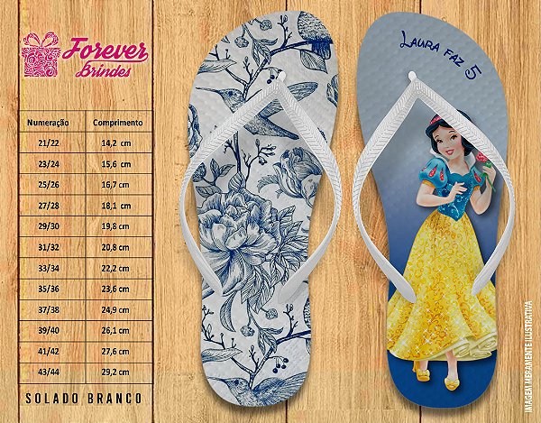 Chinelo Personalizado Aniversário Branca de Neve