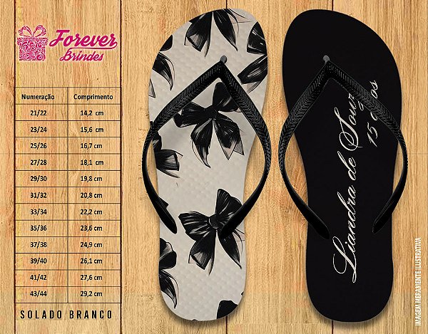 Chinelo Personalizado Aniversário Laço 15 anos