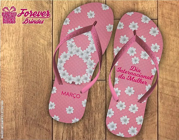 Chinelo Personalizado Dia da Mulher Rosa