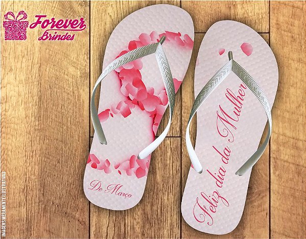 Chinelo Dia da Mulher Personalizado Rosa